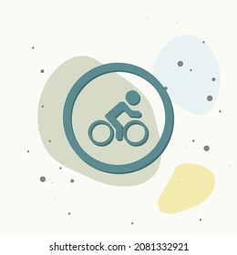 Icono vector de la señal de la carretera parada ciclista. No hay ciclista de fondo multicolor. Capas agrupadas para una ilustración de edición sencilla. Por tu diseño.