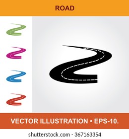 Vector Icon Of Road Sign With Title & Small Multicolored Icons. Eps-10.