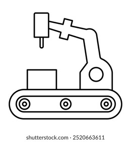 Ícone de vetor para sistema de transporte robótico. Ícone de um transportador robótico transportando materiais para logística e fabricação automatizadas.