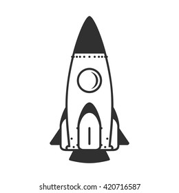 Vector icon rocket in a flat style. spaceship template. Vector illustration of a rocket isolated on white background.