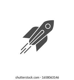 Vector icon rocket flying isolated on blank background
