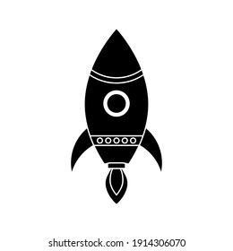Vector icon rocket flying isolated on blank background color editable