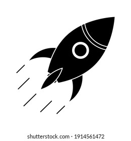 Vector icon rocket flying isolated on blank background color editable