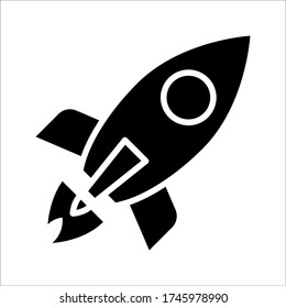 Vector icon rocket flying on white background