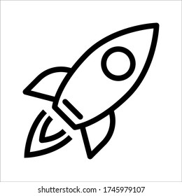 Vector icon rocket flying on white background