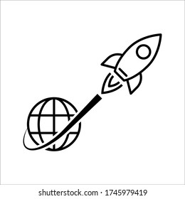 Vector Icon-Rakete mit weißem Hintergrund