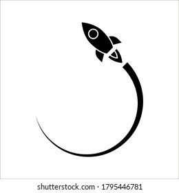 Vector icon rocket flying on white background