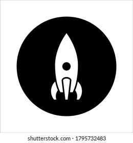 Vector icon rocket flying on white background