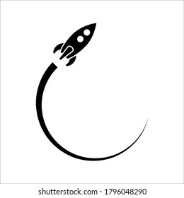 Vector icon rocket flying on white background