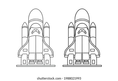 Vector icon rocket flying on white background.