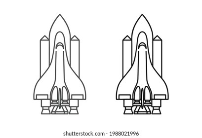 Vector icon rocket flying on white background.