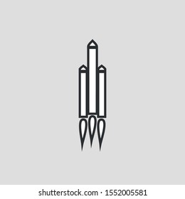 Vector icon of a rocket launch. Simple flat rocket icon symbol