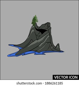 vector icon rocky ocean island