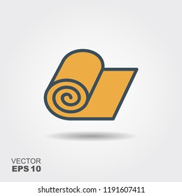 Vector icon of roll of fabric, paper or carpet roll. Flat icon with shadow