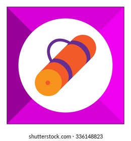 Vector icon of rolled-up orange tourist mat