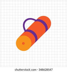Vector icon of rolled-up orange tourist mat