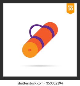 Vector icon of rolled-up orange tourist mat