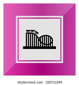 Vector icon of roller coaster silhouette with wagons and rails