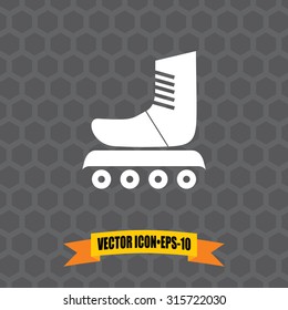 Vector Icon of Roller Skate on Dark Gray Background. Eps.10.