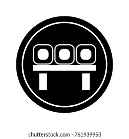 Vector icon with rolls. Black logo with sushi set isolated on white background. Asian food symbol