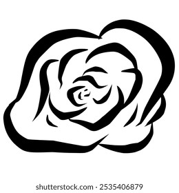 Vector icon of a rose flower without stalk. Symbol of rose flower