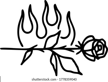 Vector icon roses fire
