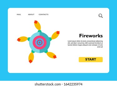 Vector icon of rotating round firework. Pyrotechnics, fun, party. Firework concept. Can be used for topics like entertainment, holiday, festival