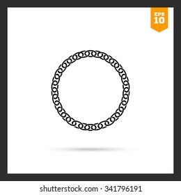 Vector icon of round chunky metal chain 