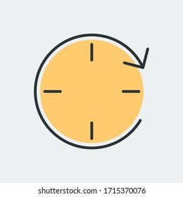 Vector icon of round clock with an arrow around making a loop. It represents a concept of time management, timer, countdown, schedule. Also can be used as a logo, icon or badge
