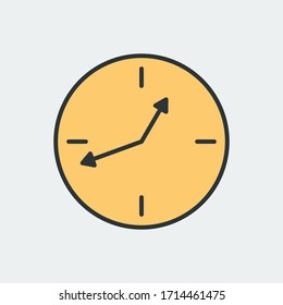 Vector icon of round clock. It represents a concept of time management, timer, countdown, schedule. Also can be used as a logo, icon or badge