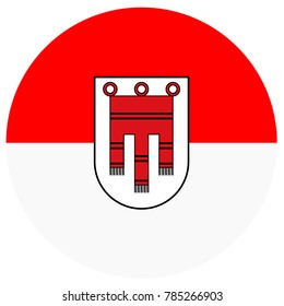 Vector icon round flag of Vorarlberg isolated on white background. Vorarlberg federal state of Austria