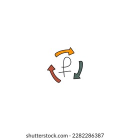 Rúsculo del icono del vector. Intercambio de divisas del rublo. icono del rublo ruso. signo del rublo ruso.