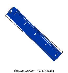 Vector icon ruler. Metric system. School measuring lance. Measuring tape cartoon style on white isolated background.