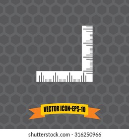 Vector Icon of Ruler on Dark Gray Background. Eps.10.