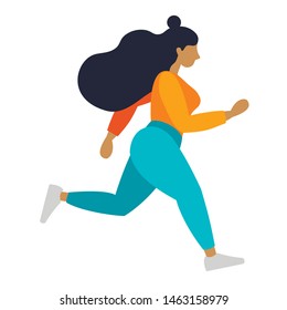 
Vector icon running girl in bright clothes