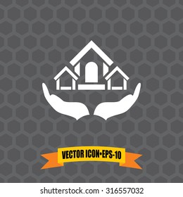 Vector Icon of safe home on Dark Gray Background. Eps.10.