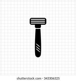 Vector icon of safety razor with tree blades