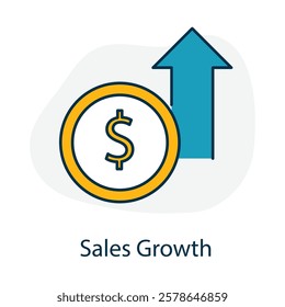 Vector icon for sales growth in business management. Represents increased revenue, customer engagement, and performance improvement.