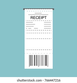 Vector icon  sales printed receipt. Bill atm template, cafe or restaurant paper financial check 