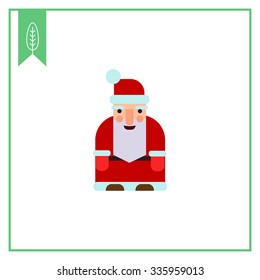 Vector icon of Santa Claus with grey beard wearing traditional costume