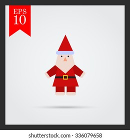 Vector icon of Santa Claus with grey beard wearing traditional costume