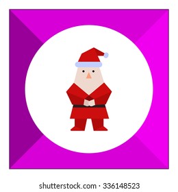 Vector icon of Santa Claus with grey beard wearing traditional costume
