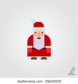 Vector icon of Santa Claus with grey beard wearing traditional costume