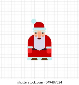 Vector icon of Santa Claus with grey beard wearing traditional costume