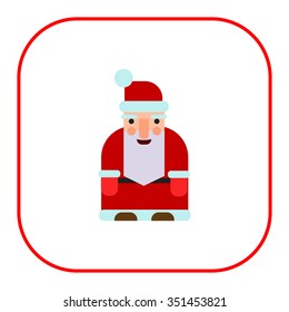 Vector icon of Santa Claus with grey beard wearing traditional costume
