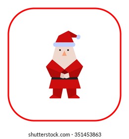 Vector icon of Santa Claus with grey beard wearing traditional costume