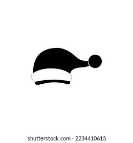 vector icon of santa claus hat, in black and white, as the hat icon of santa claus