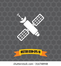 Vector Icon of Satellite on Dark Gray Background. Eps.10.