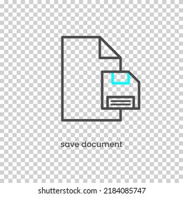 Vector Icon of save document. Vector illustration in dark color and transparent background (png).