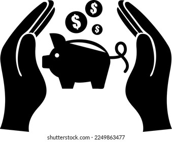 Ahorro de iconos vectoriales, ilustración de banco en fondo blanco..eps